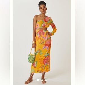 Farm x Anthropologie Single-Shoulder Printed Maxi Dress Color:
ORANGE MOTIF